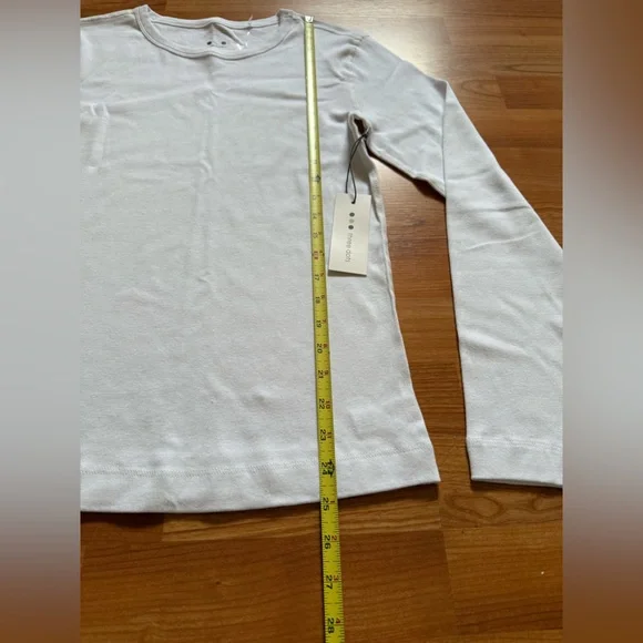 Three Dots Women Sz L Solid White Long Sleeve Top Cotton Round Neck Pullover New - Picture 6 of 13